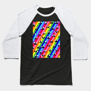 Rainbow Stripes with Panda Pattern Baseball T-Shirt